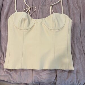 KHAITE Cream Camisole Bustier Top